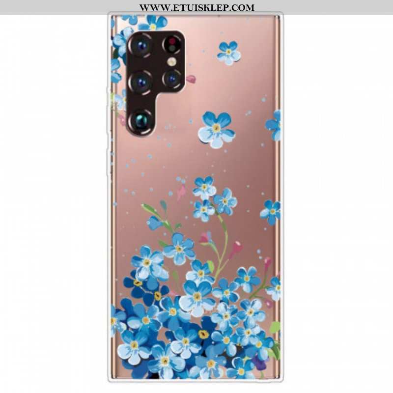 Etui do Samsung Galaxy S22 Ultra 5G Niebieskie Kwiaty
